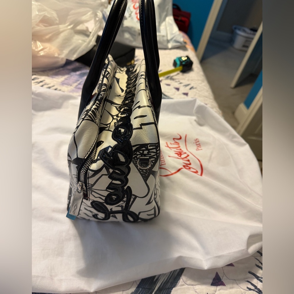 Christian Louboutin leather Black and White Graffiti Satchel - Picture 11 of 16